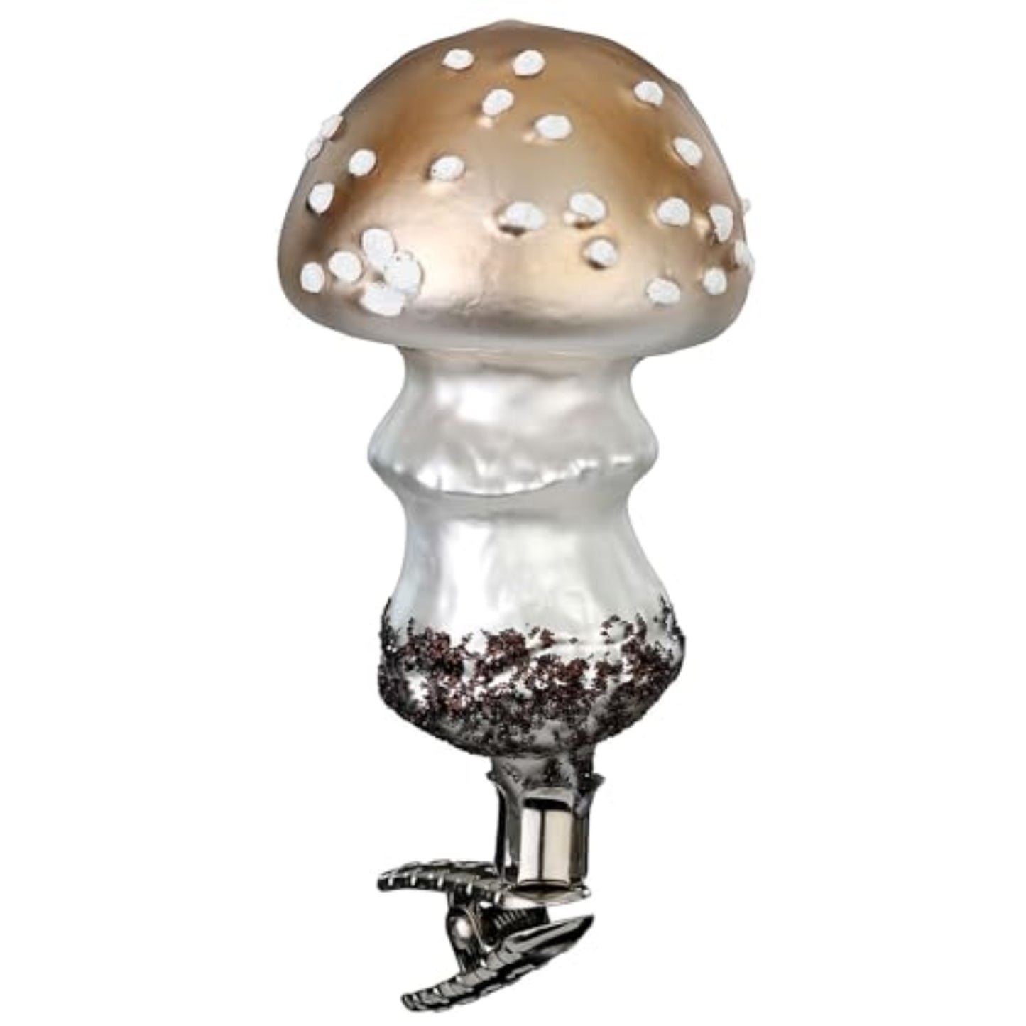 Inge Glas Clip on Pearl Mushroom German Glass Christmas Tree Ornament FREE BOX