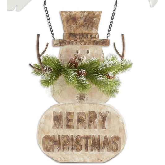 K&K Interiors Merry Christmas Double-Sided Snowman Arrow Replacement Sign 13 inch - Arrow Sold Separately
