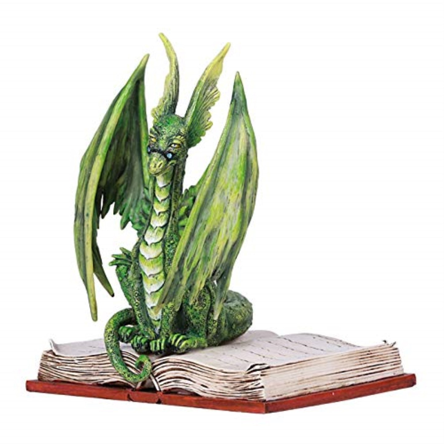 Amy Brown Book Green Scholar Dragon with Book Statue Figurine Home Decor 5.1 inch