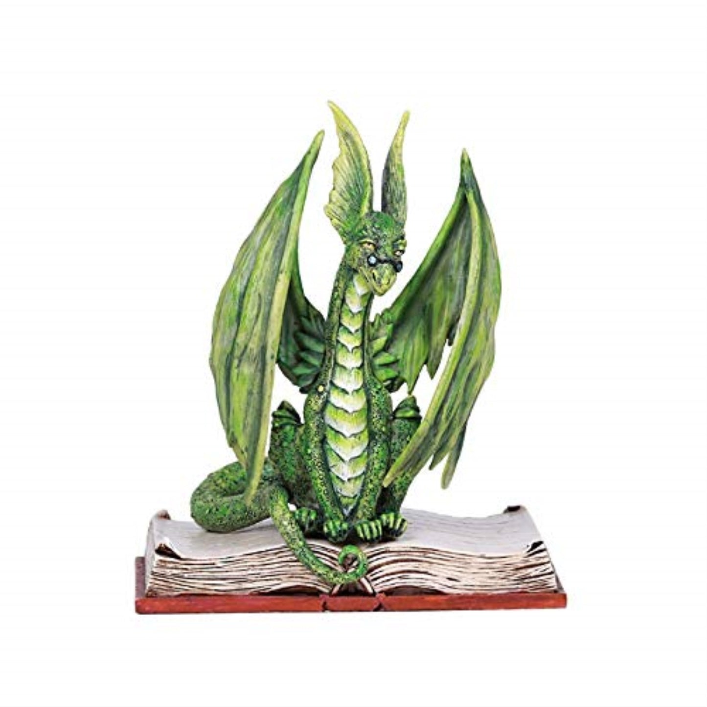 Amy Brown Book Green Scholar Dragon with Book Statue Figurine Home Decor 5.1 inch