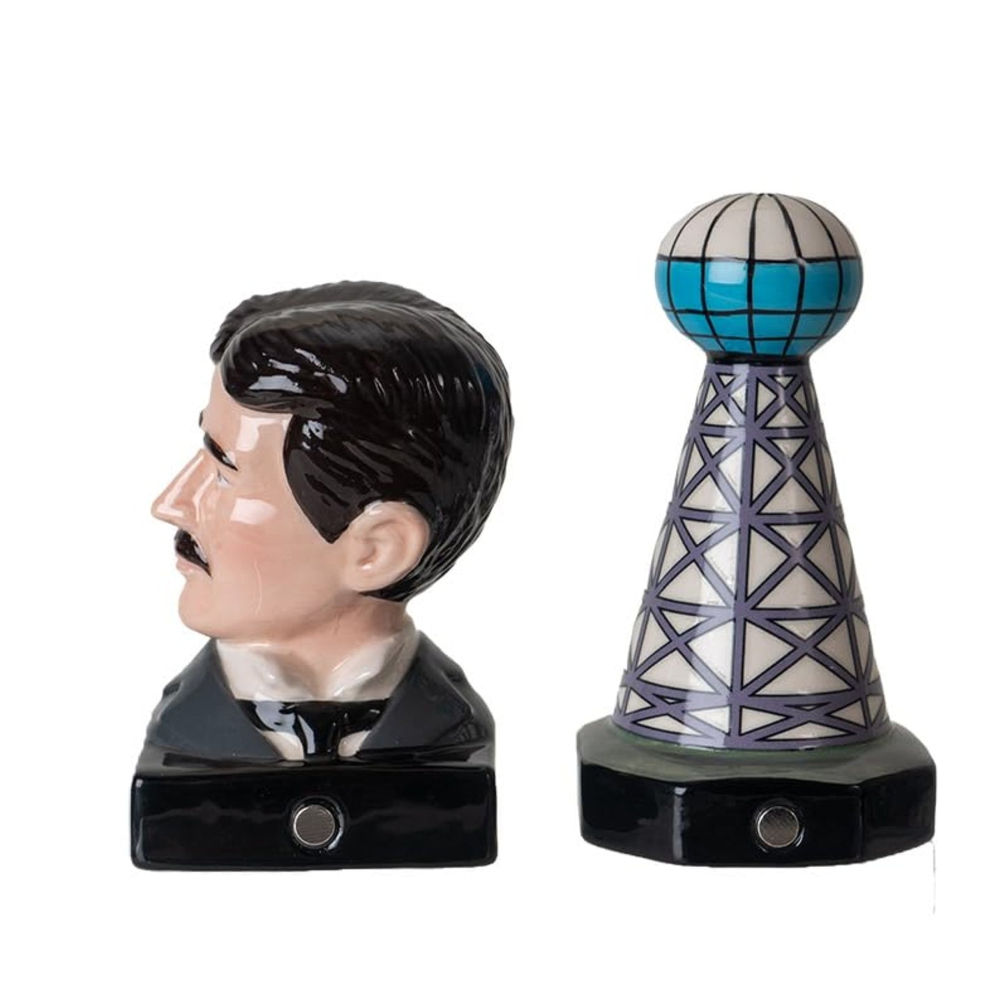 Nikola Tesla Inspired Ceramic Salt and Pepper Shaker Set Tesla and Tower