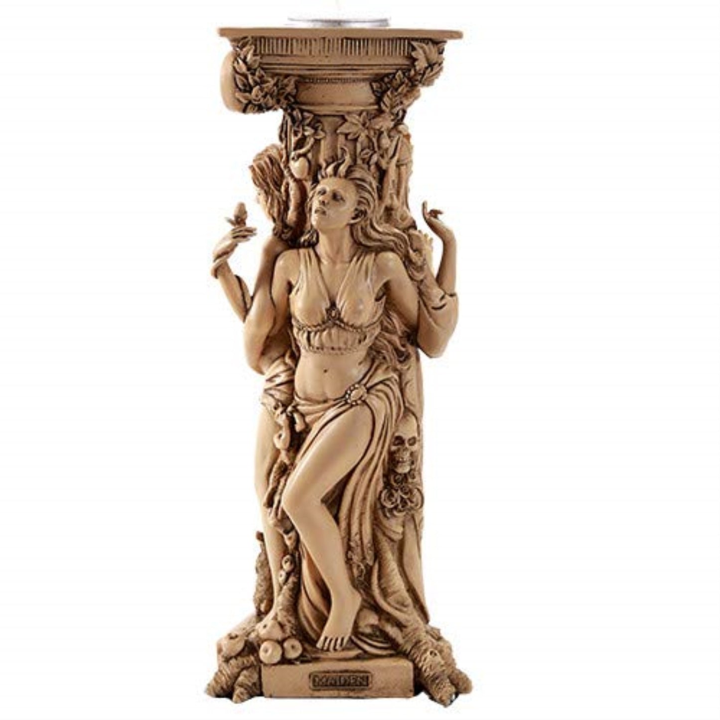 Triple Goddess Mother Maiden Crone Tea Light Candle Holder Stand 10 Inch