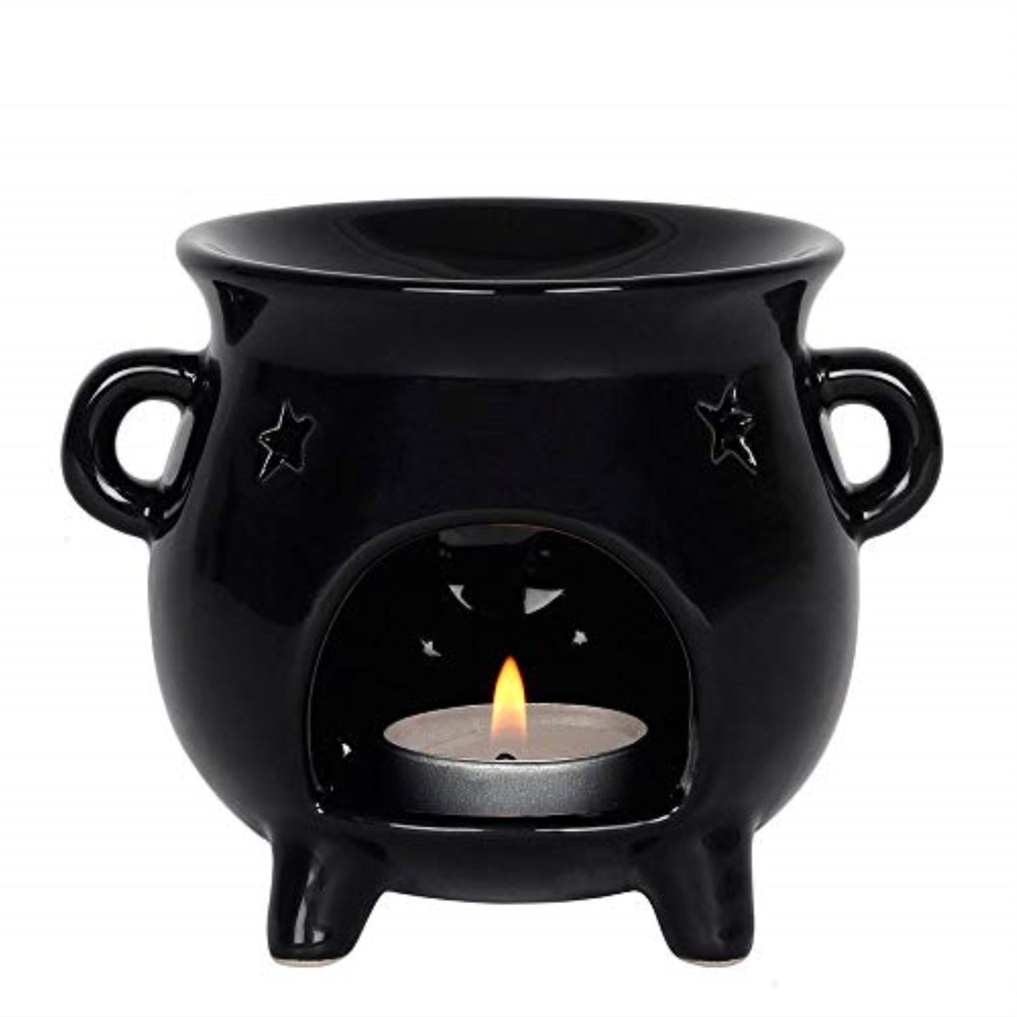 Witch's Cauldron Black Ceramic Tealight Candle Holder Oil Burner