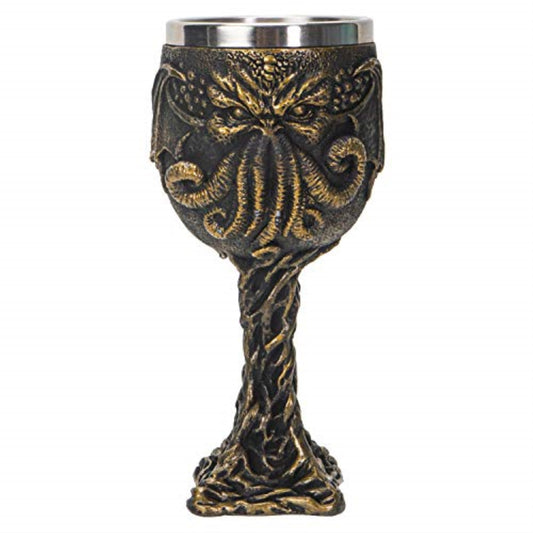 The Call of Cthulhu Sea Monster Goblet Wine Chalice Cup Resin Body Stainless Steel Cup 7 ounce