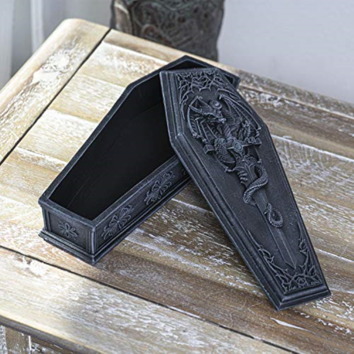 Gothic Dragon Sword Coffin Jewelry Trinket Keepsake Box 10 Inches
