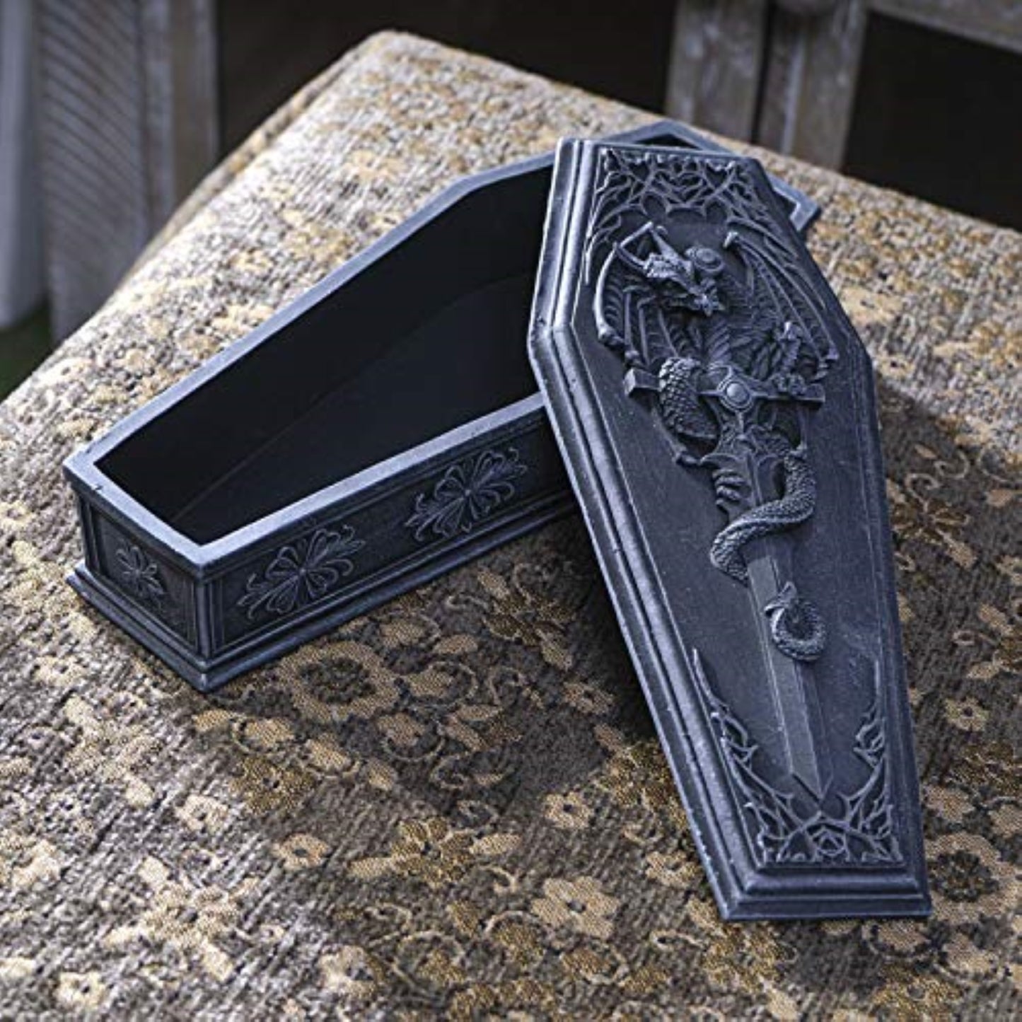 Gothic Dragon Sword Coffin Jewelry Trinket Keepsake Box 10 Inches