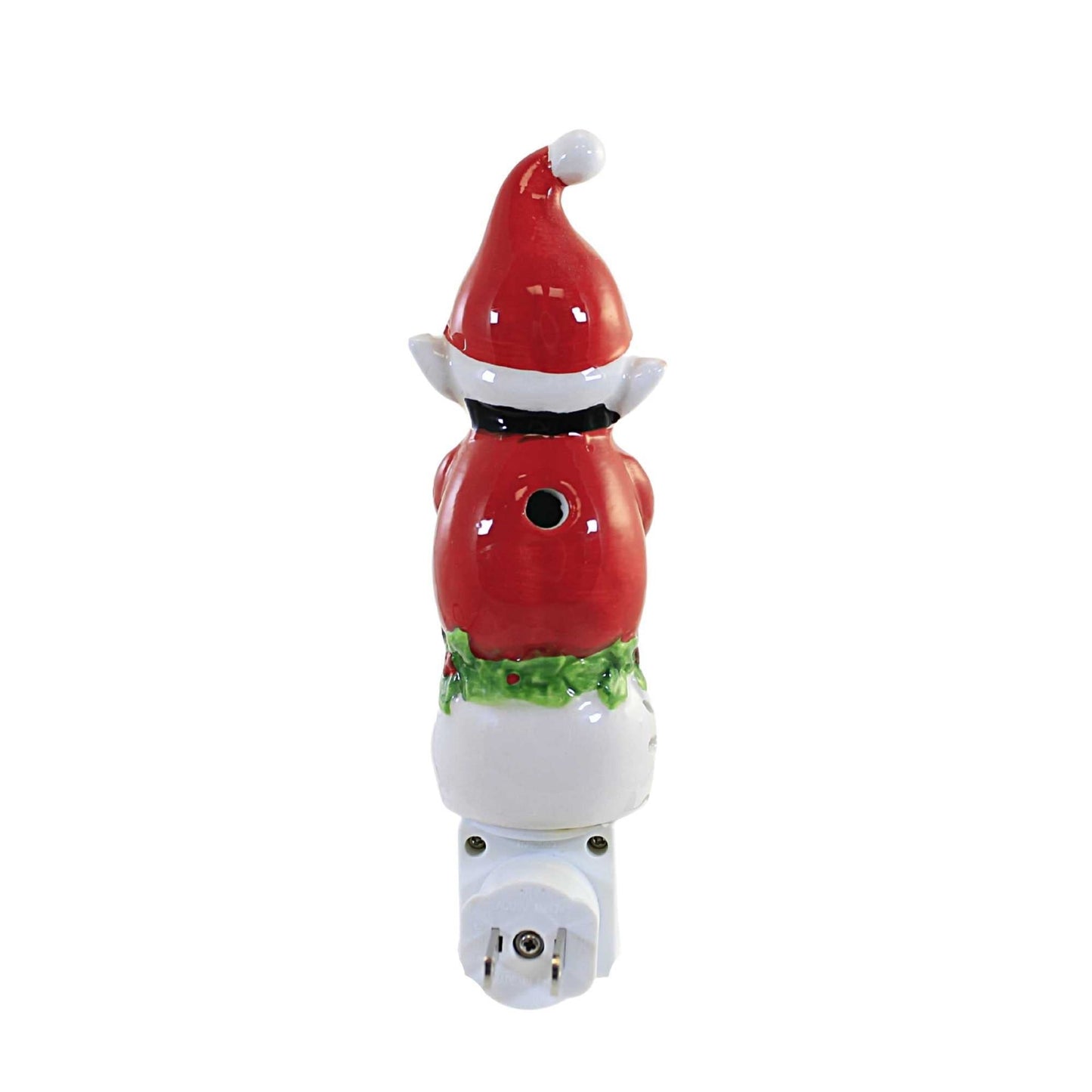 Ganz Christmas Elf Ceramic Holly Snowflakes Christmas Plug in Night Light 6.5 inch