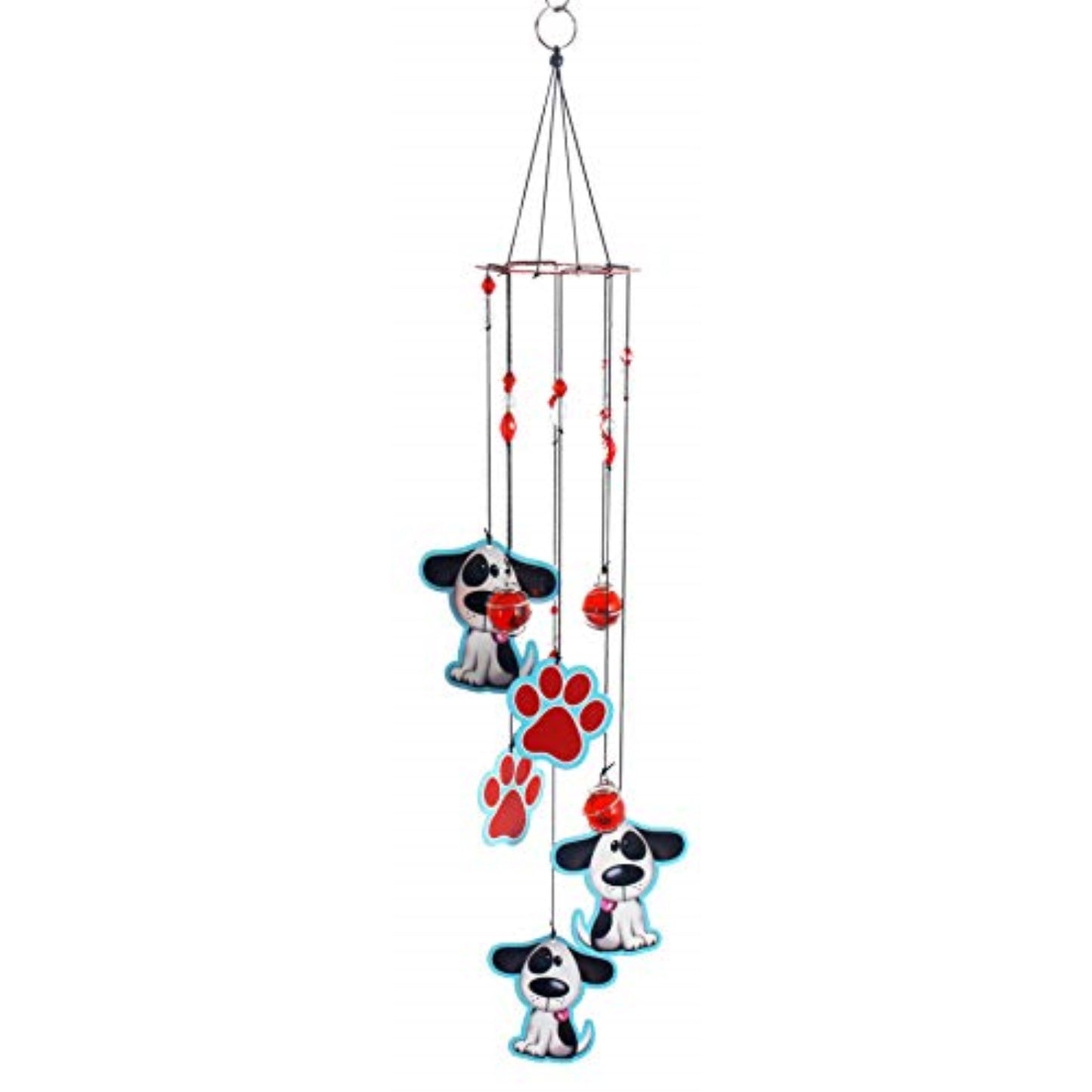 Puppy Dog and Paw Prints Metal Wind Chime Outdoor Garden Décor Backyard and Patio Decoration 17 inch