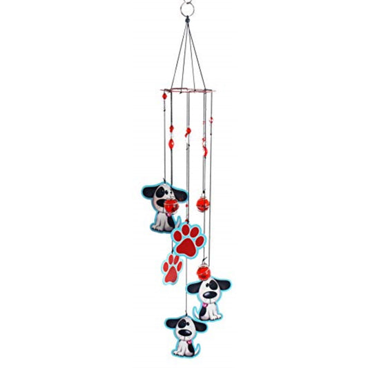Puppy Dog and Paw Prints Metal Wind Chime Outdoor Garden Décor Backyard and Patio Decoration 17 inch