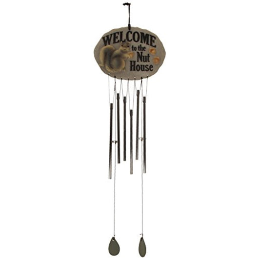 Spoontiques Welcome to the Nut House Squirrel Outdoor Garden Wind Chime 19 inch