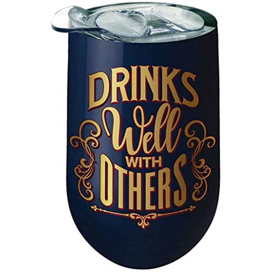 Navy Drinks Well with Others Stainless Steel Double Wall Insulated Wine Tumbler 16 ounce