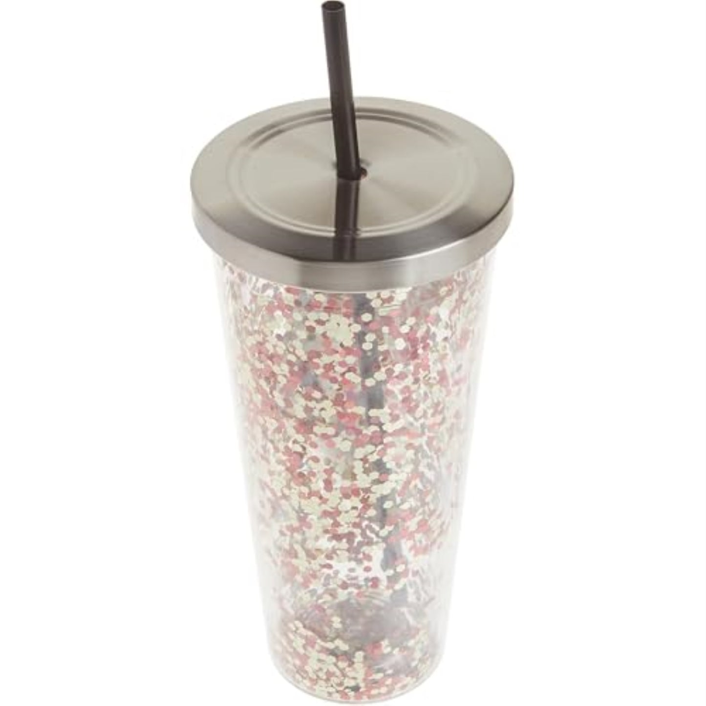 Spoontiques Elvis Presley Double Walled Acrylic Tumbler Glitter Cup with Straw 20 ounce