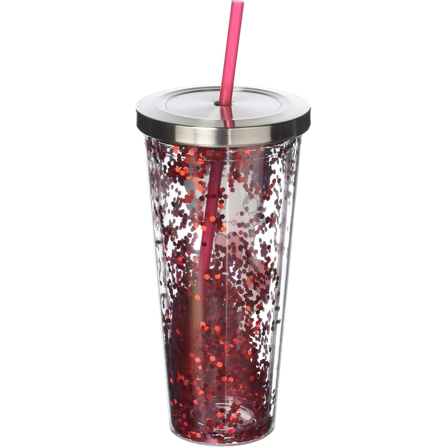 Spoontiques Betty Boop Double Walled Insulated Acrylic Tumbler Glitter Cup with Straw 20 ounce