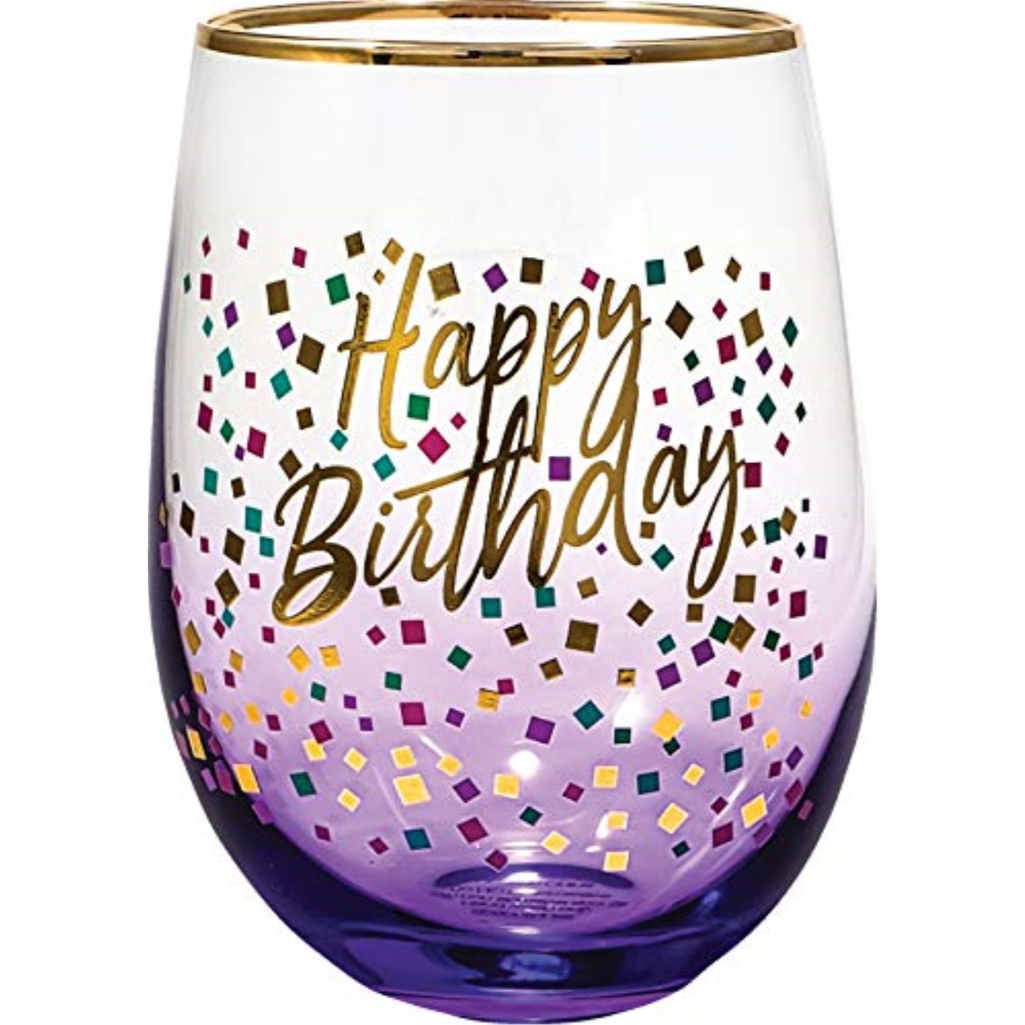 Spoontiques Happy Birthday Stemless Wine Glass 20 ounce