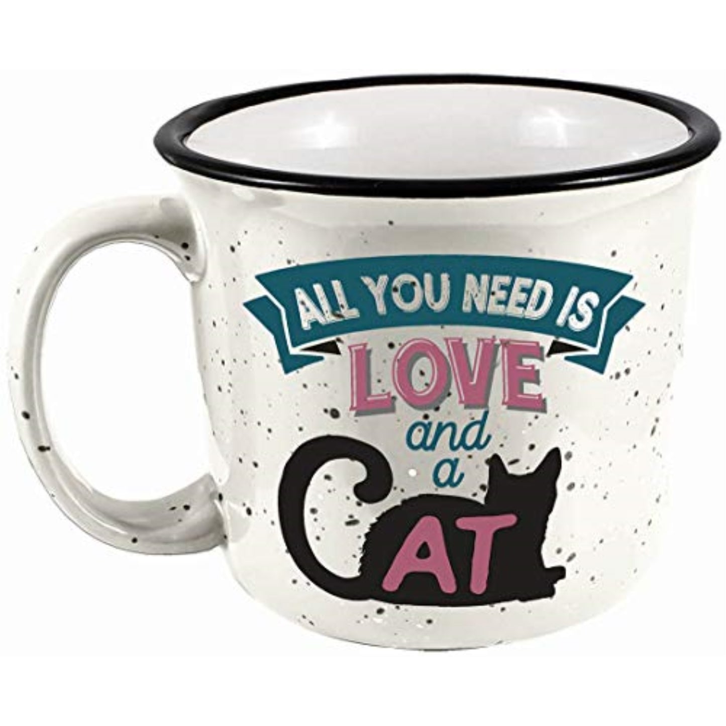 Spoontiques All You Need Is Love and a Cat Ceramic Camper Mug 14 ounce