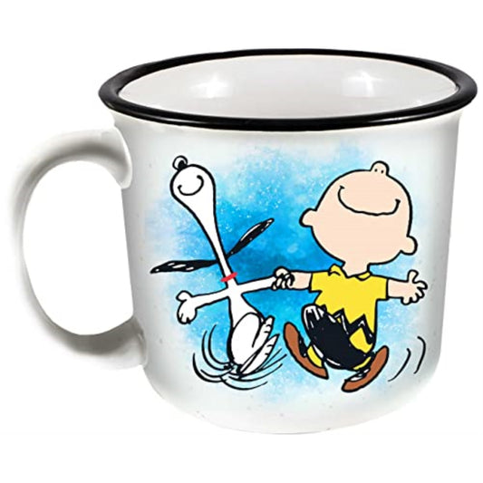 Spoontiques Peanuts Snoopy and Charlie Brown Ceramic Camper Mug 14 ounce