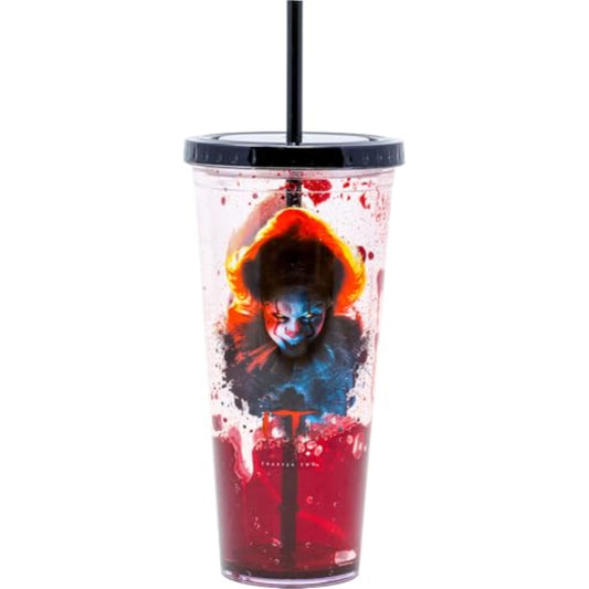 Spoontiques It Pennywise Acrylic Horror Tumbler Cup with Straw 32 ounce