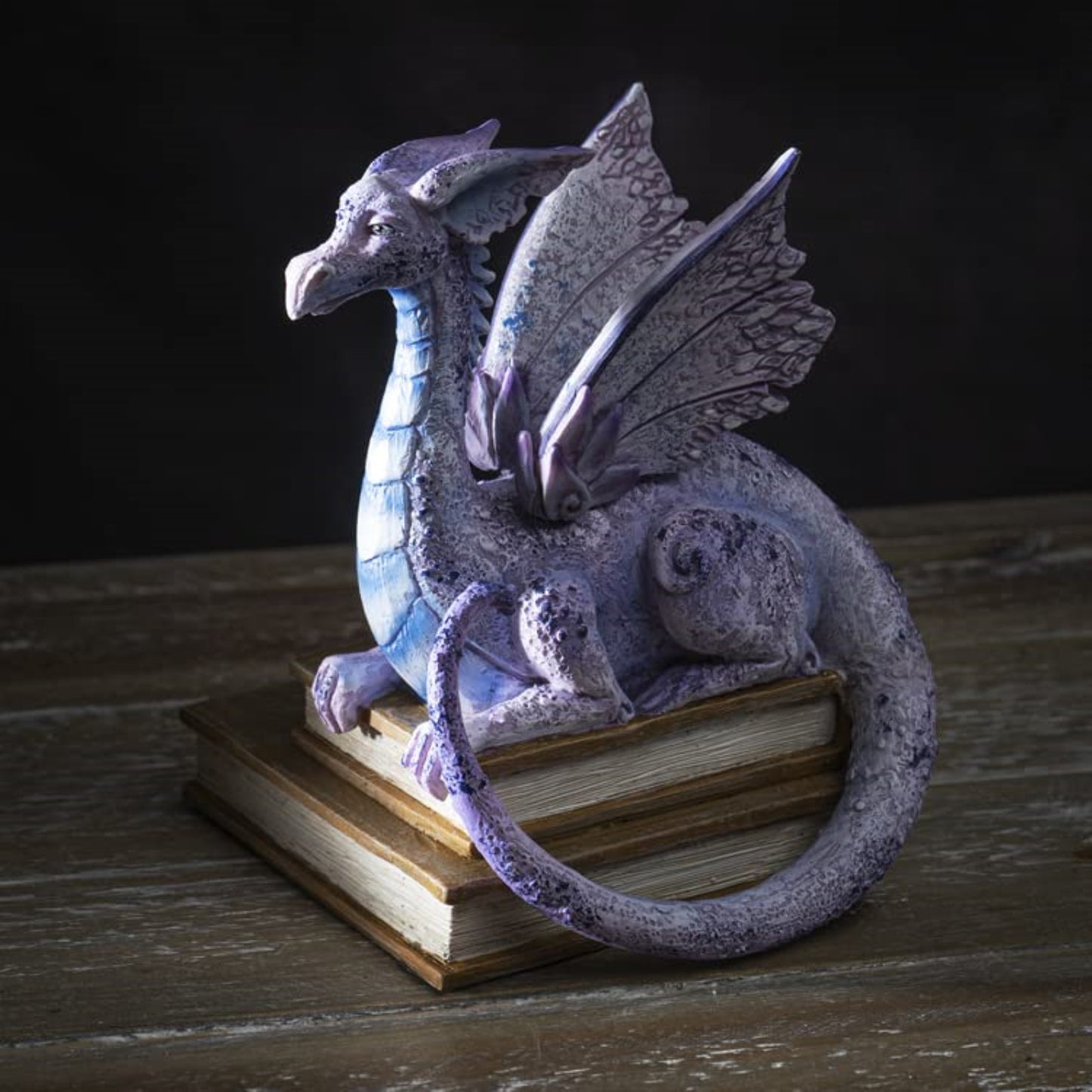Story Time Purple Dragon on Stack of Books Resin Figurine Perfect for Book Shelf 5.1 inch by Amy Brown