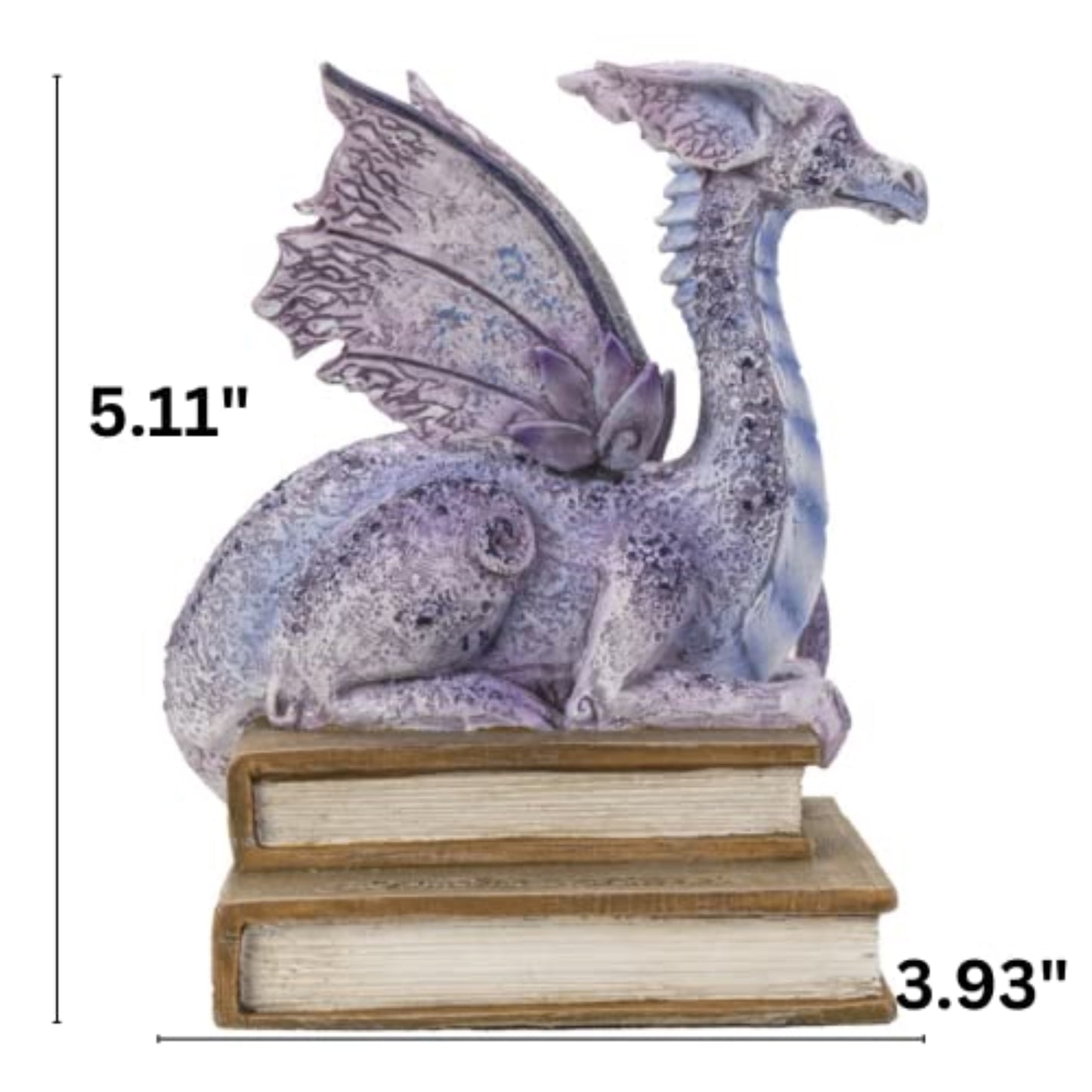 Story Time Purple Dragon on Stack of Books Resin Figurine Perfect for Book Shelf 5.1 inch by Amy Brown