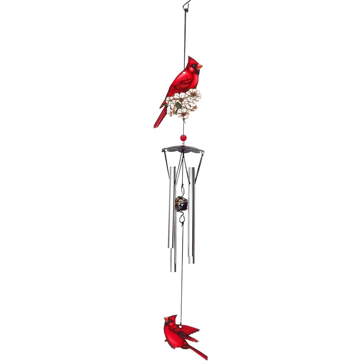 Spoontiques Red Cardinal Bird Metal Outdoor Garden Wind Chime Patio Decoration 18 Inch