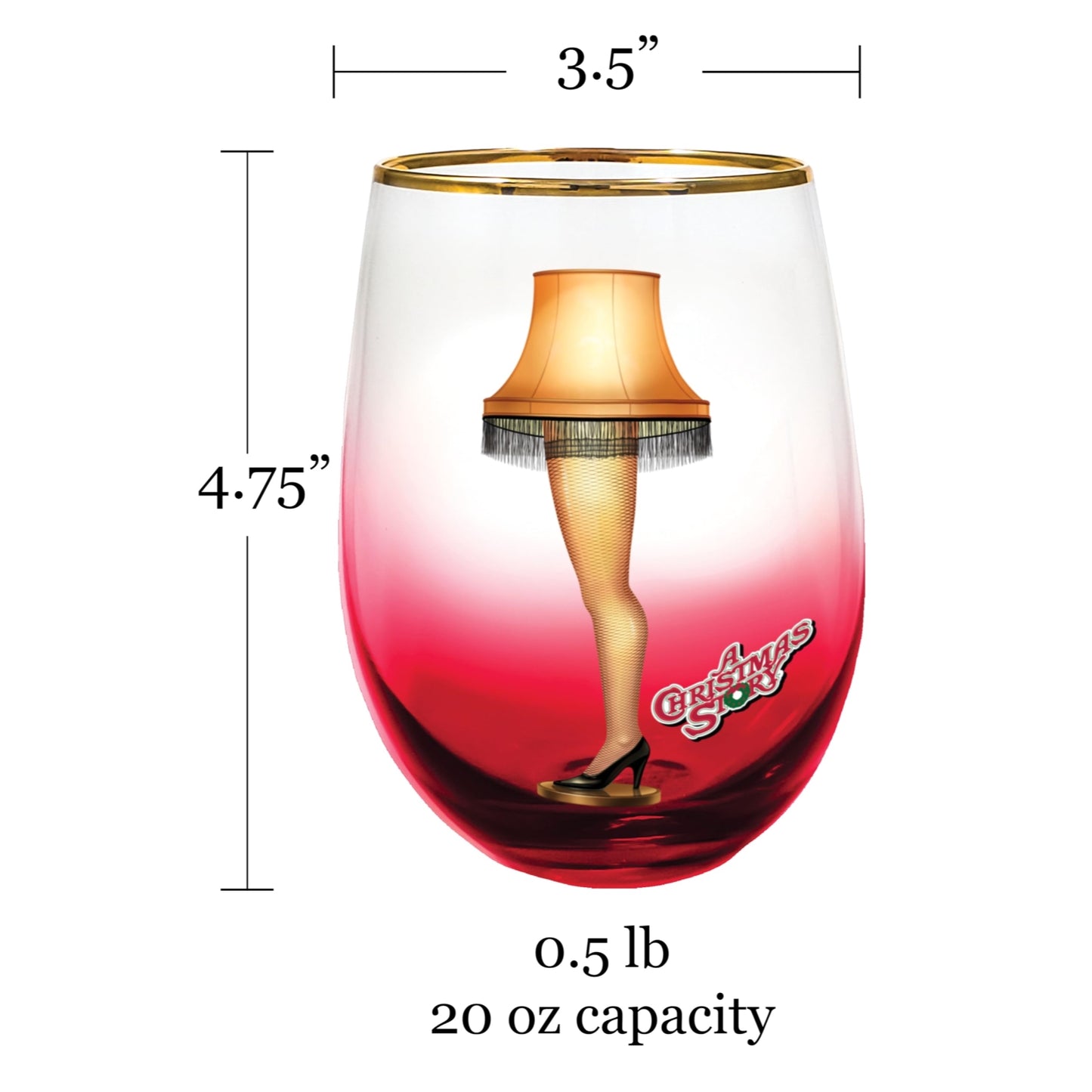 Spoontiques A Christmas Story Leg Lamp Red Stemless Wine Glass 20 ounce