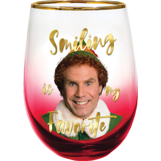 Spoontiques Elf Smiling is my Favorite Red Stemless Wine Glass 20 ounce