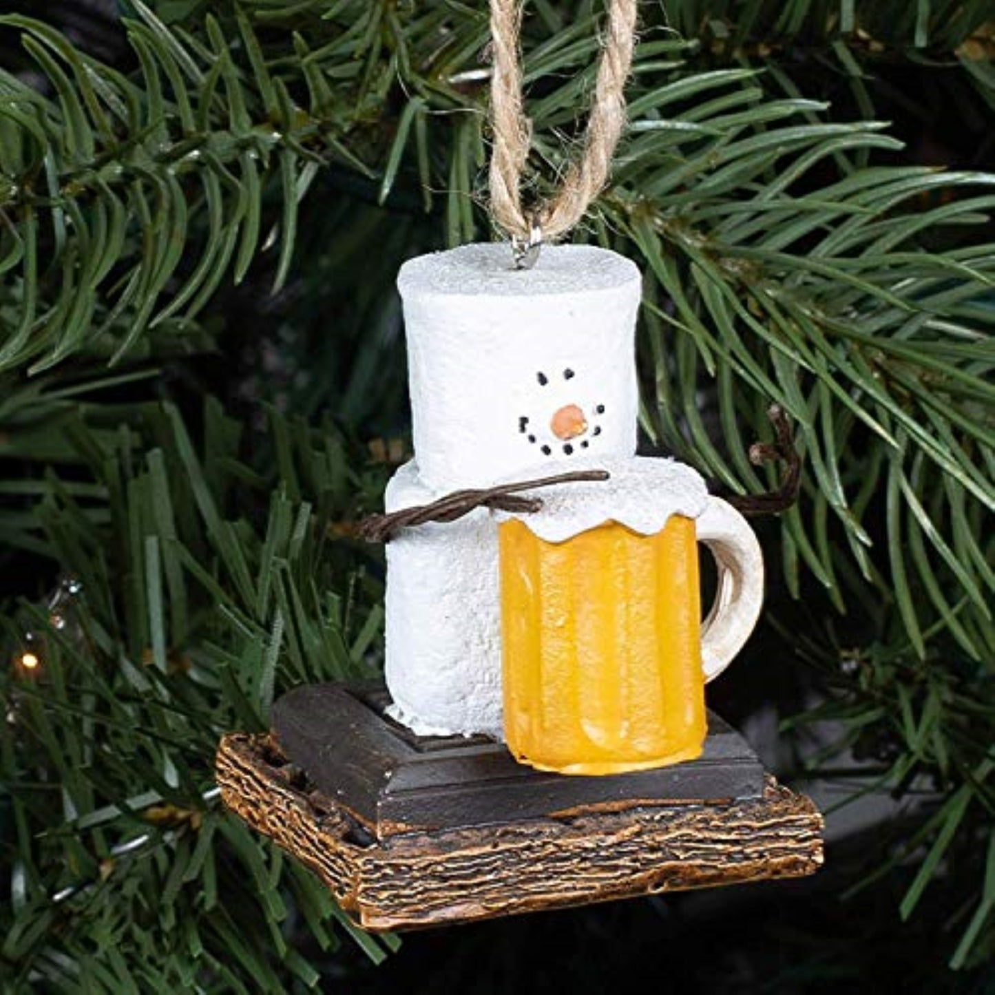 Ganz Smores Marshmallow Snowman Original Beer Mug Christmas Tree Ornament 2.4 inch