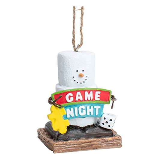 Ganz Smores Marshmallow Snowman Game Night Resin Christmas Tree Ornament 2.6 inch