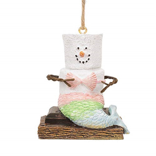 Ganz Smores Marshmallow Snowman Mermaid Christmas Tree Ornament 2.4 inch