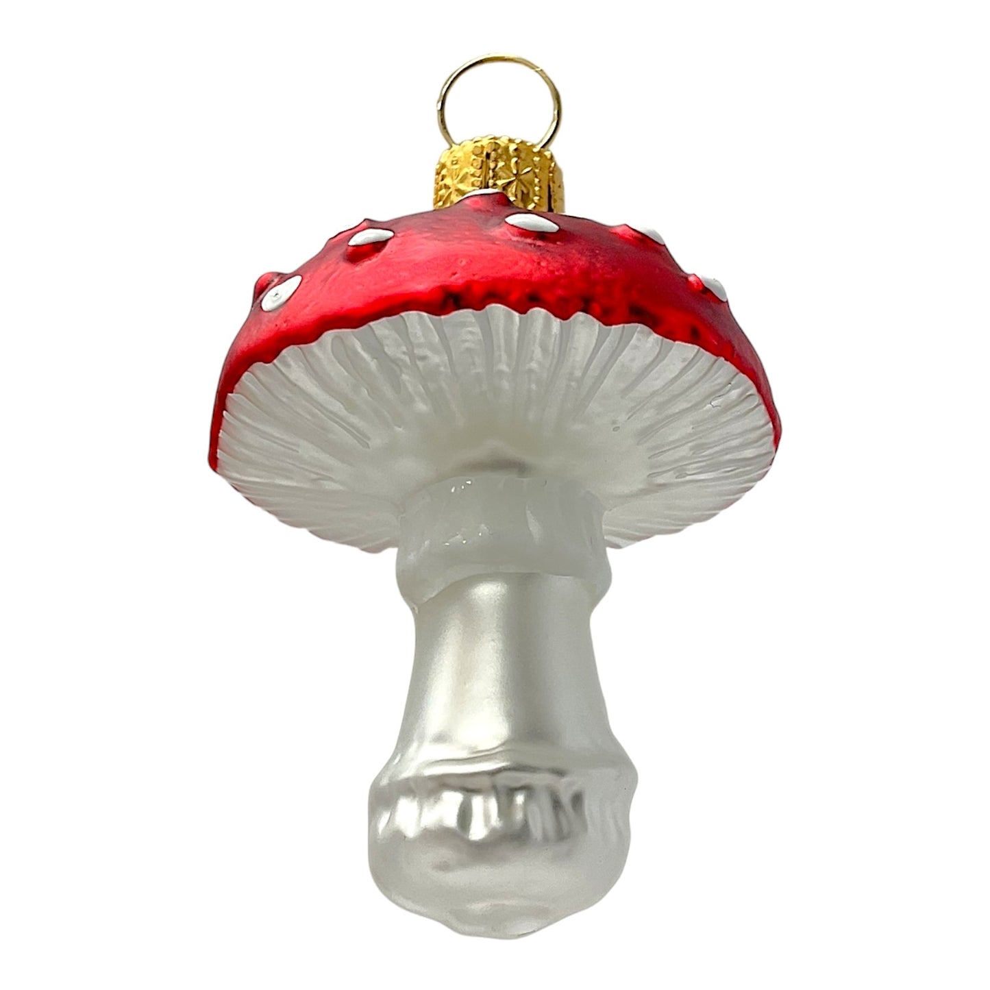Pinnacle Peak Trading Red Toadstool Mushrooms Polish Glass Christmas Ornament Set of 2 Decorations
