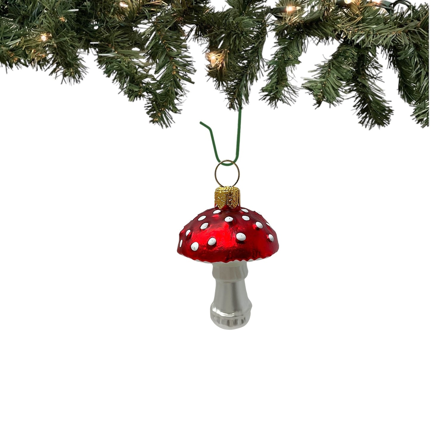 Pinnacle Peak Trading Red Toadstool Mushrooms Polish Glass Christmas Ornament Set of 2 Decorations