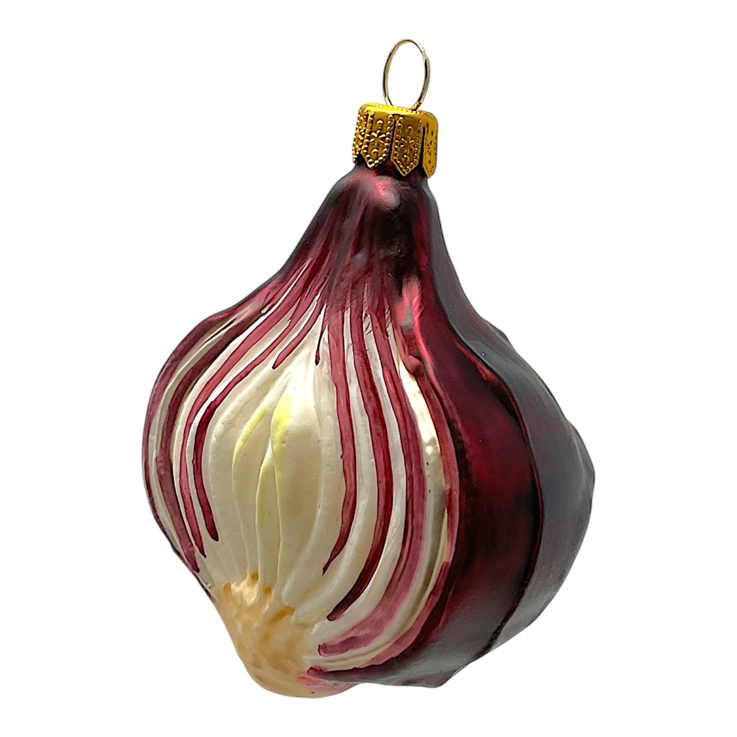 Pinnacle Peak Trading Red Onion Vegetable Polish Blown Glass Christmas Ornament Set of 2 Decorations