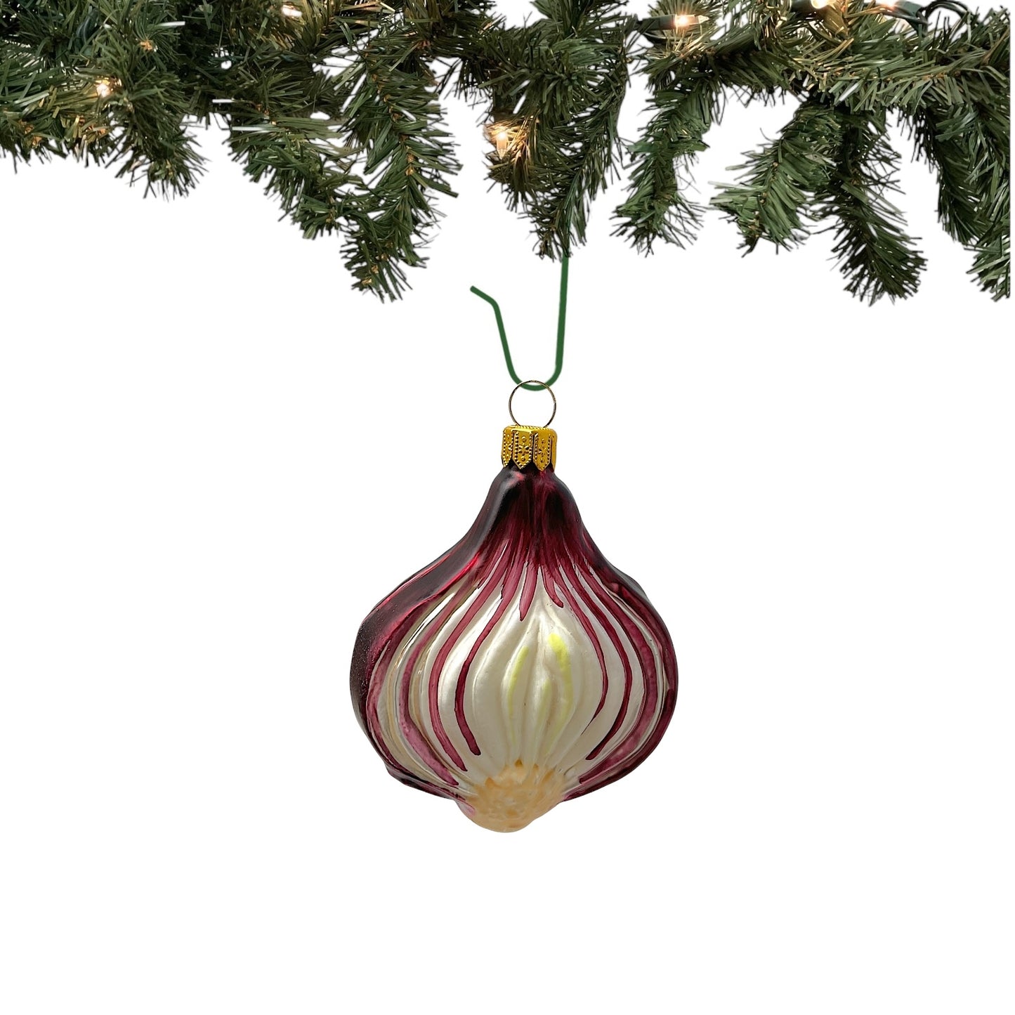 Pinnacle Peak Trading Red Onion Vegetable Polish Blown Glass Christmas Ornament Set of 2 Decorations
