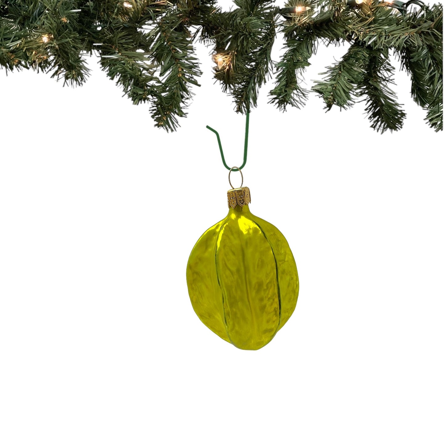 Pinnacle Peak Trading Carambola Star Fruit Polish Blown Glass Christmas Ornament Set of 2 Decorations