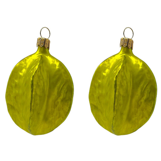 Pinnacle Peak Trading Carambola Star Fruit Polish Blown Glass Christmas Ornament Set of 2 Decorations