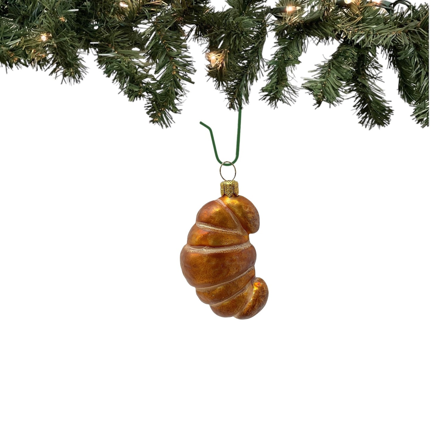 Pinnacle Peak Trading Croissant Pastry Polish Blown Glass Christmas Ornament Set of 2 Decorations