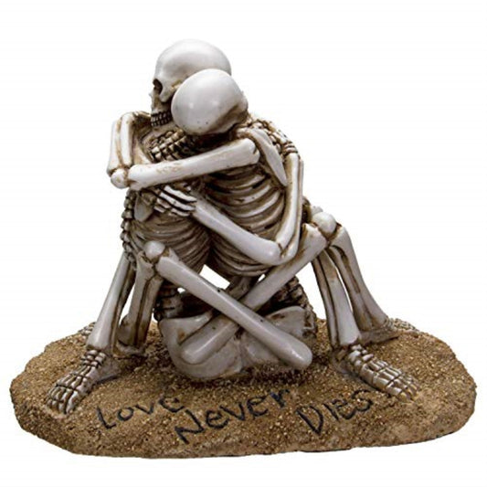 Love Never Dies Skeleton Couple Sharing an Intimate Hug Resin Figurine 6.1 inch