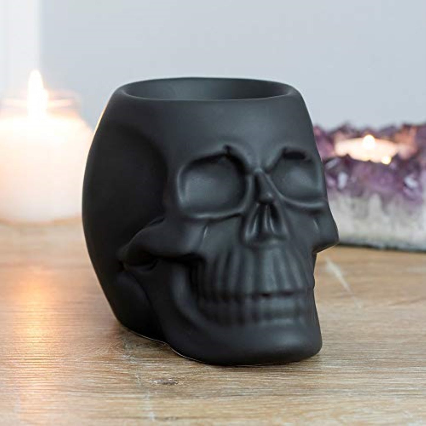 Aroma Relaxation Matte Black Skull Skeleton Ceramic Oil Burner