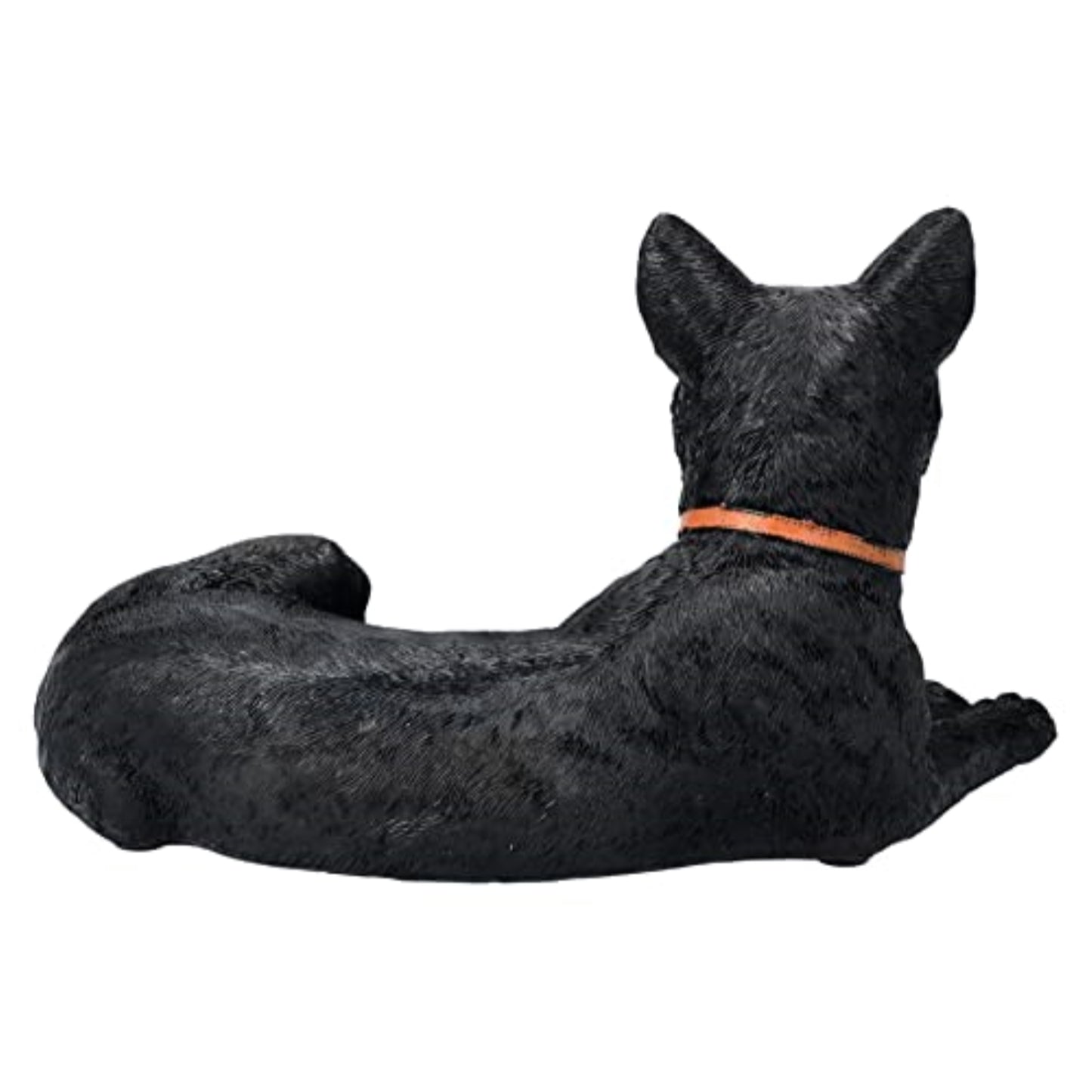 Realistic Black Cat Laying Sculpture with Crescent Moon and Wicca Charm  Figurine 7 inch Tall
