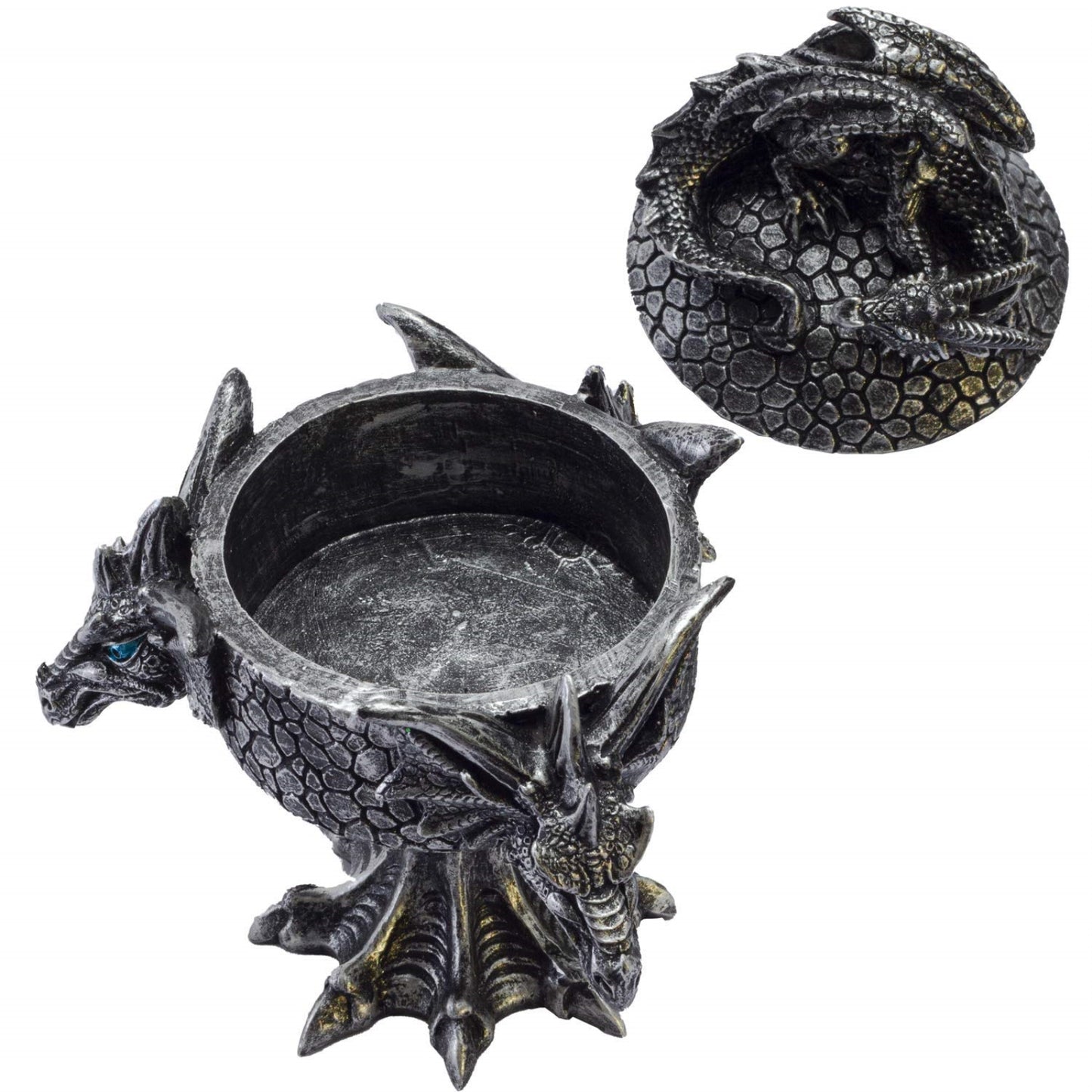 Dragon Trilogy Guarding Sleeping Wyrmling Decorative Jewelry Trinket Keepsake Box Figurine 5.75 inch