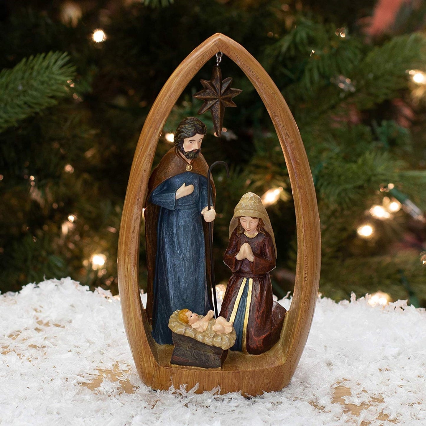 Holy Family Religious Stone Resin Christmas Figurine 9 inch