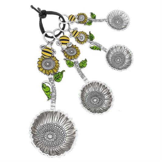 Colorful Bumble Bee Silver Zinc Metal Measuring Spoons 4 Piece Set