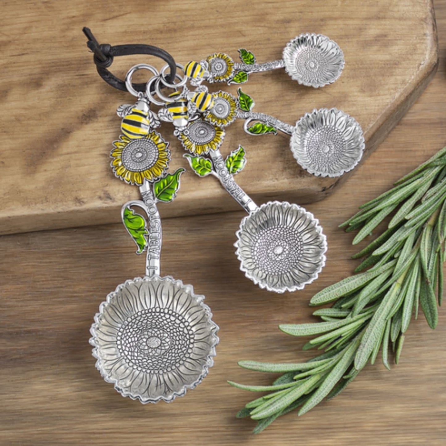 Colorful Bumble Bee Silver Zinc Metal Measuring Spoons 4 Piece Set