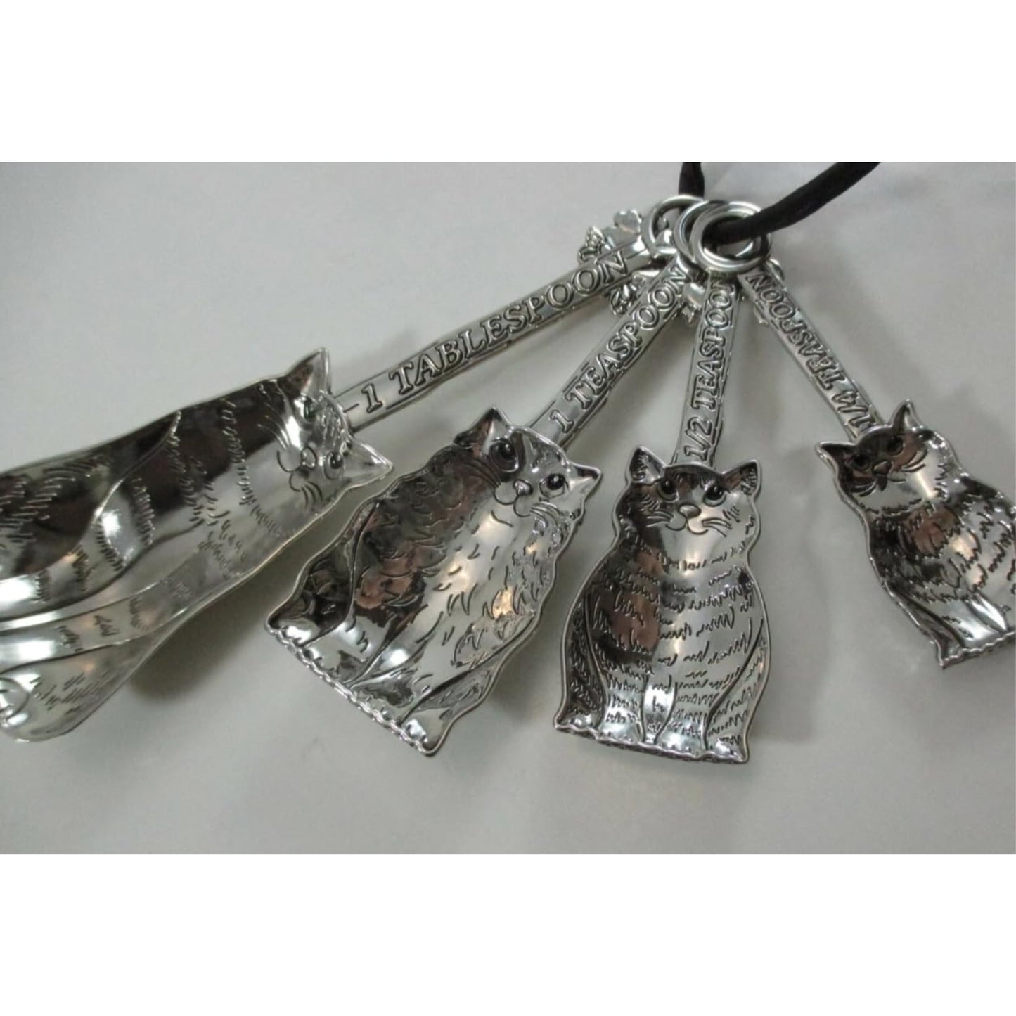 Ganz Cats Zinc Metal Food Grade Measuring Spoons Decorative Kitchen Baking Cooking Tools 5.25 Inches