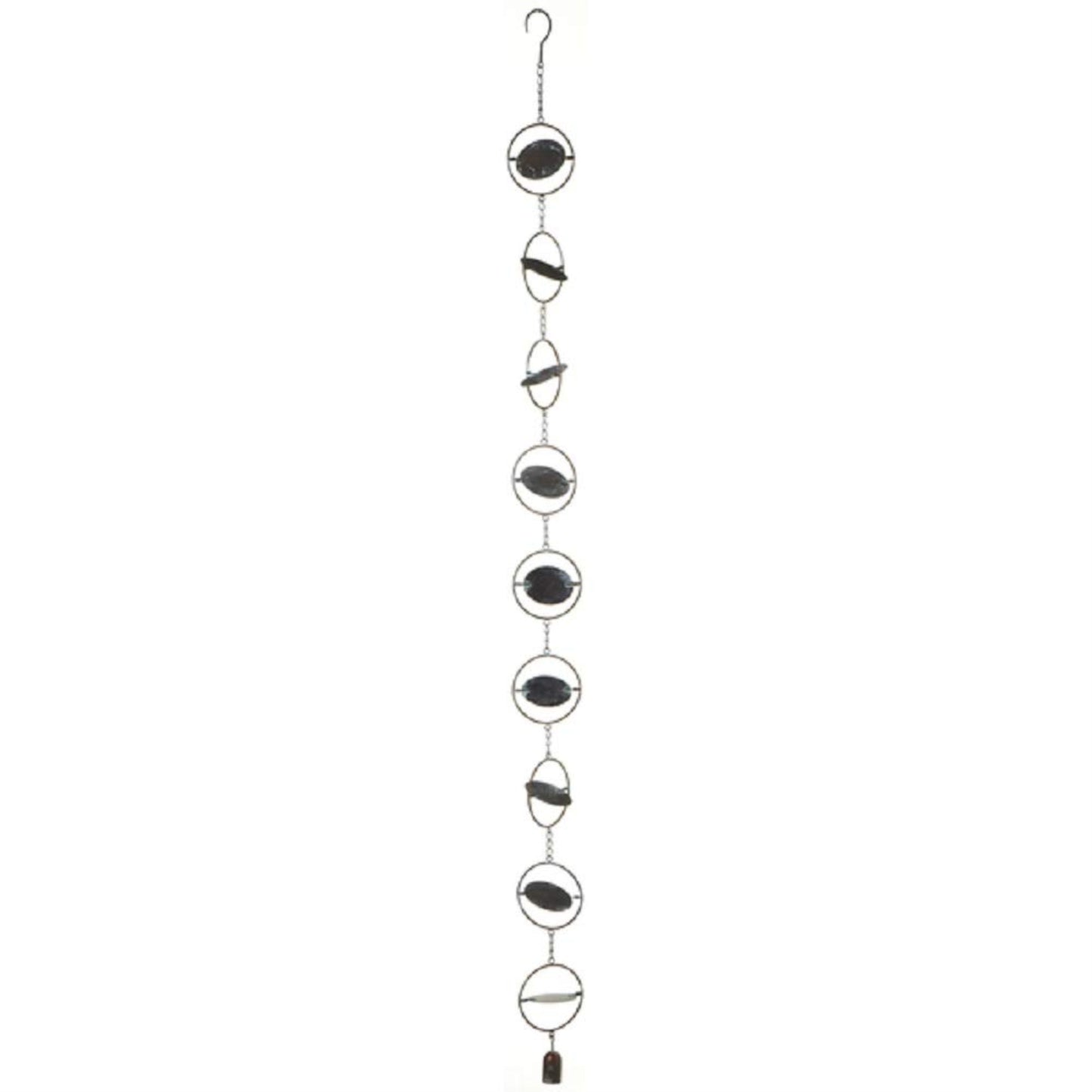 Patina Round Kinetic Iron Metal Outdoor Garden Rain Chain 64 Inch