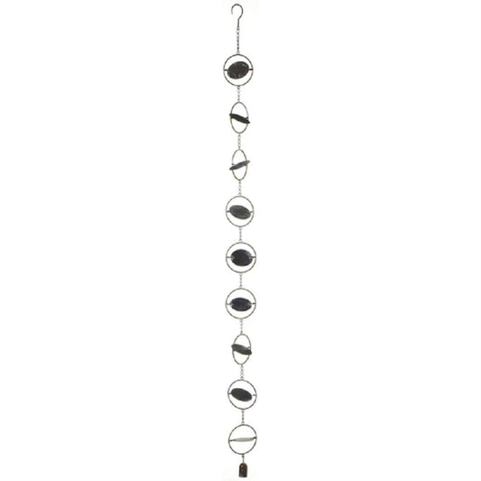 Patina Round Kinetic Iron Metal Outdoor Garden Rain Chain 64 Inch