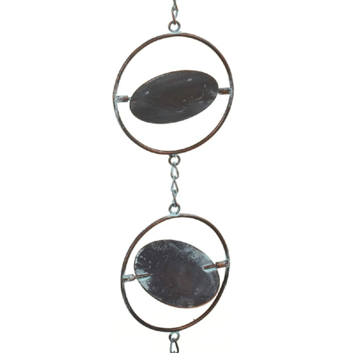 Patina Round Kinetic Iron Metal Outdoor Garden Rain Chain 64 Inch