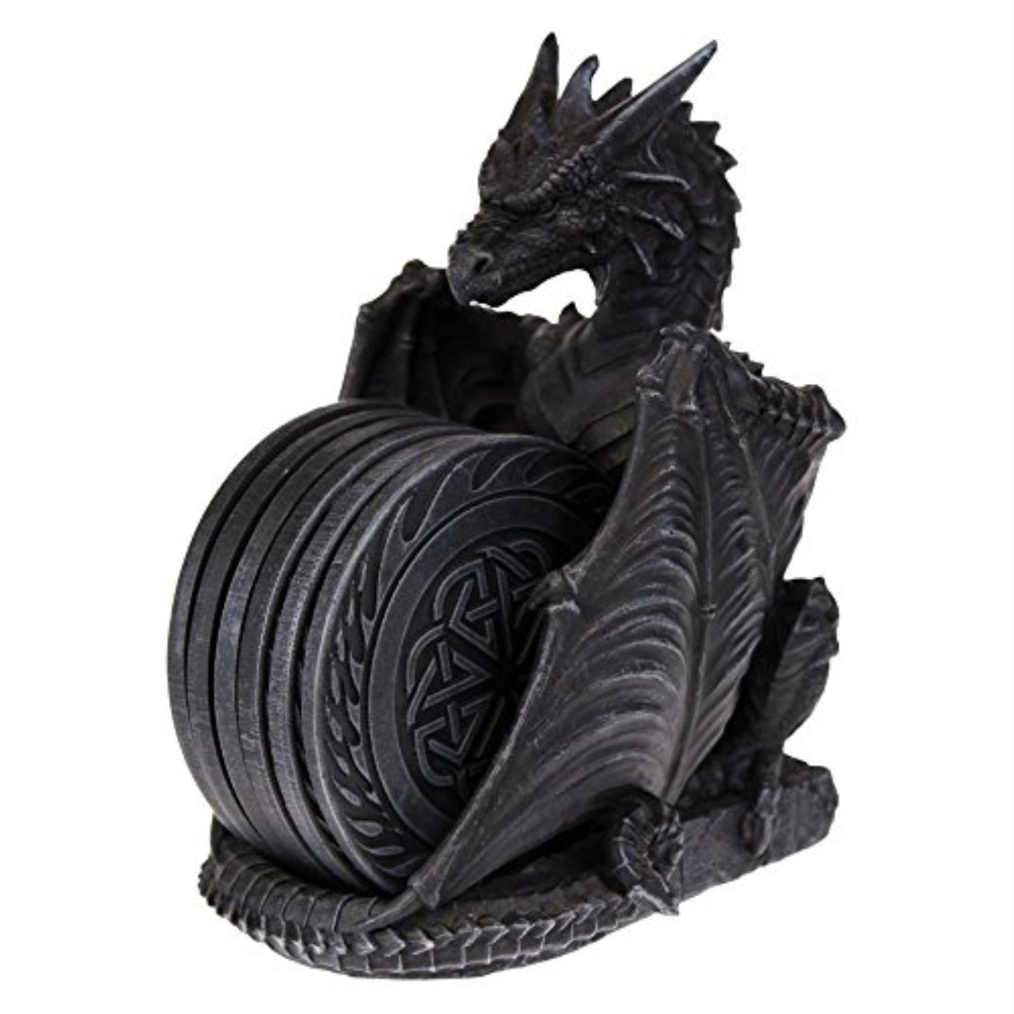 Dark Dragon Table Coasters Set Sculpture 5.6 x 6.5 inch