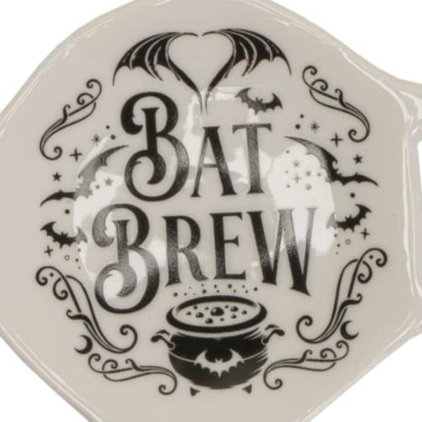 Bat Crew Spooky Ceramic Spoon Holder, Black, Tea or Coffee Time