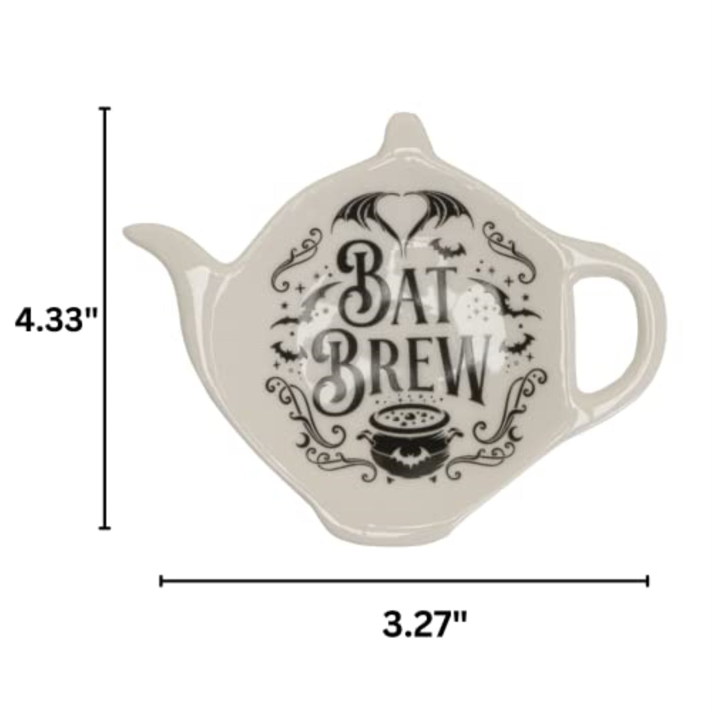 Bat Crew Spooky Ceramic Spoon Holder, Black, Tea or Coffee Time